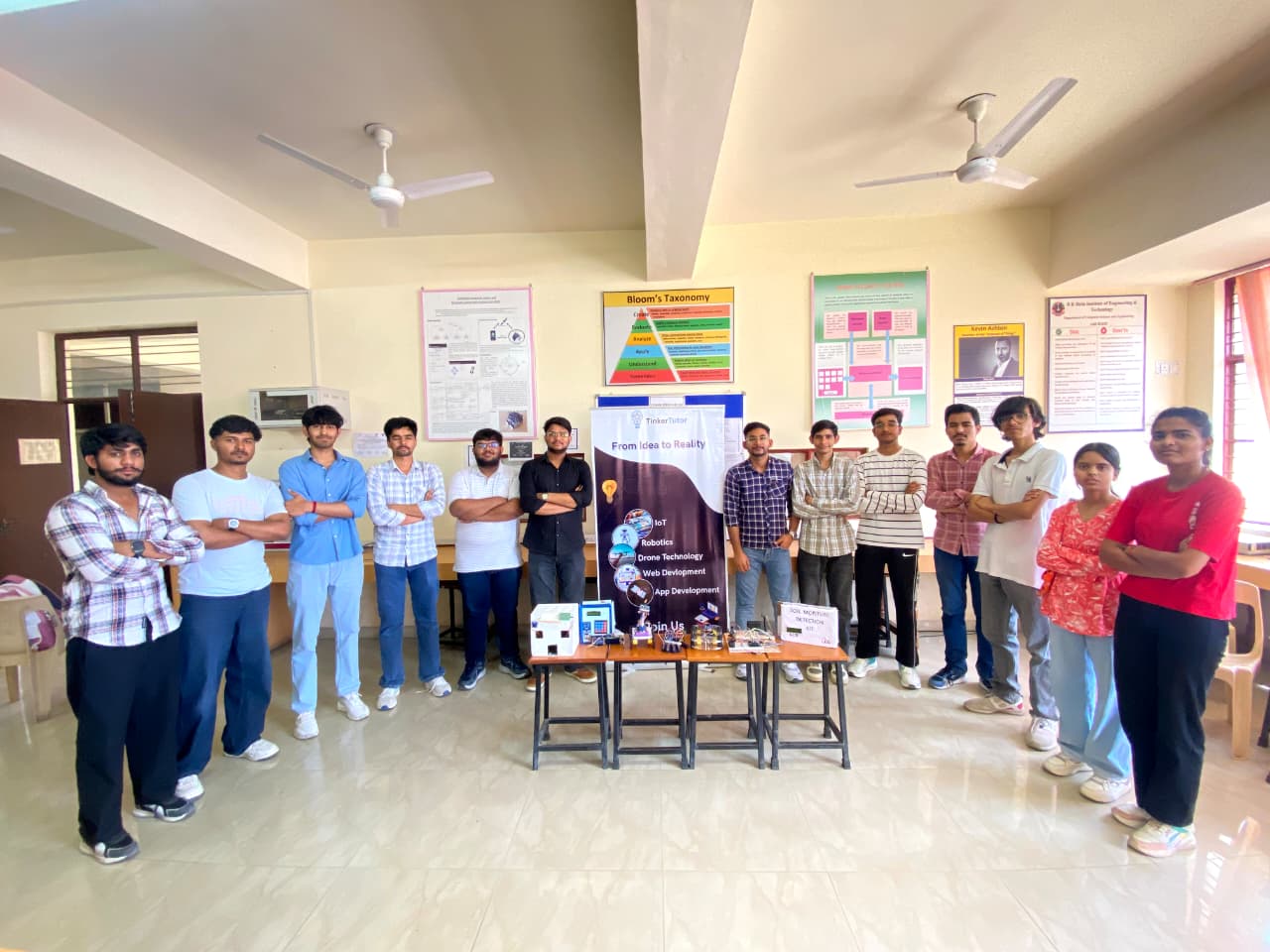 Students collaborating on a build